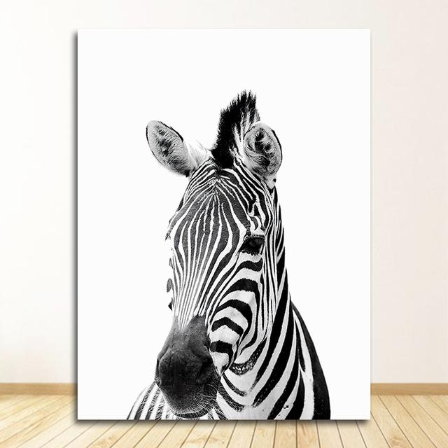 Black and White Pictures Kids Room Decoration Animals Print Lion Zebra Elephant Wall Art Poster Safari Nursery Canvas Painting