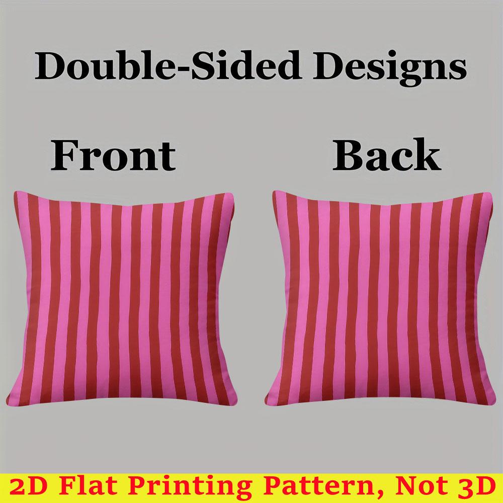 Rosa & Röda Randiga fyrkantiga Jacquard Kuddfodral för Soffa Kontor Midjekudde Fodral Heminredning Kuddfodral