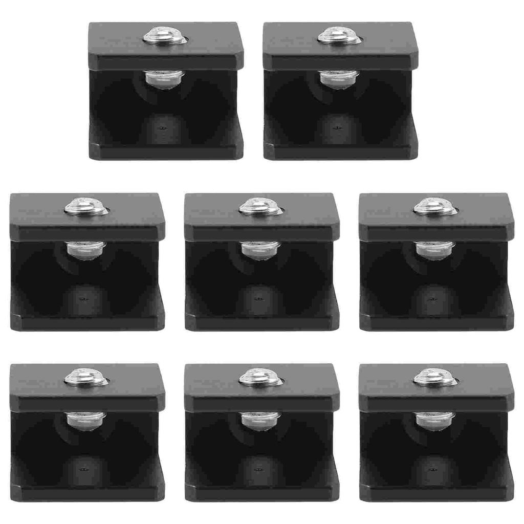 8 Pcs Glass Clip Shelf Brackets Wall Mount Black Shelves Shower Clamp Holder Clips Adjustable Wooden