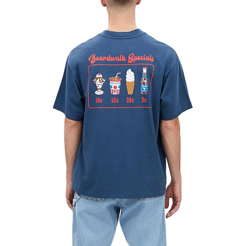 Coach Ss24 Logo Print Round Neck Short Sleeve T-Shirt Men Tops Deep-Denim CT009-DDE