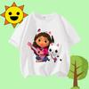 Disney Princess Cartoon Print Cute and Trendy Sports Shirt for Girls, Summer T-shirt Gabby Children's Crew-neck Short-sleeved