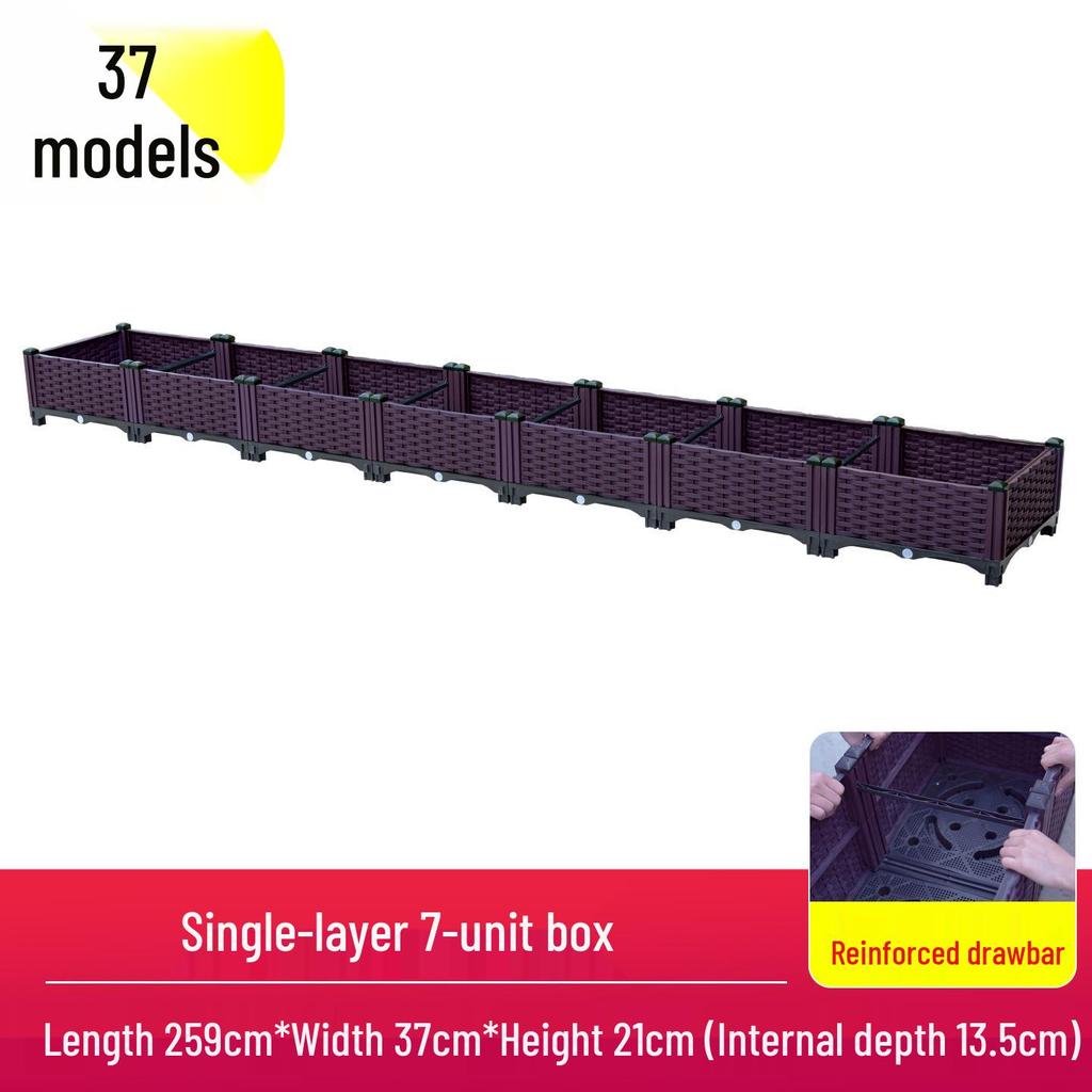 Outdoor Flower & Vegetable Planter: Large Rectangular Plastic Box for Balcony & Rooftop Gardening