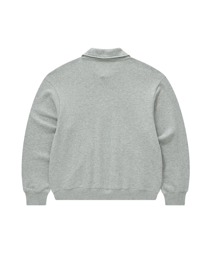 COVERNAT Collared Half-Zip Sweatshirt Melange Gray