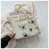 Stylish Simple Flower Pattern Square Bag Women's Casual Texture Shoulder Bag
