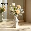 Unique Aesthetic Room Accessory Elegant Dress Shaped 3D Printed Vase, Modern Minimalist Sculpture for Light Luxury Table Decor Home Decor, Artistic