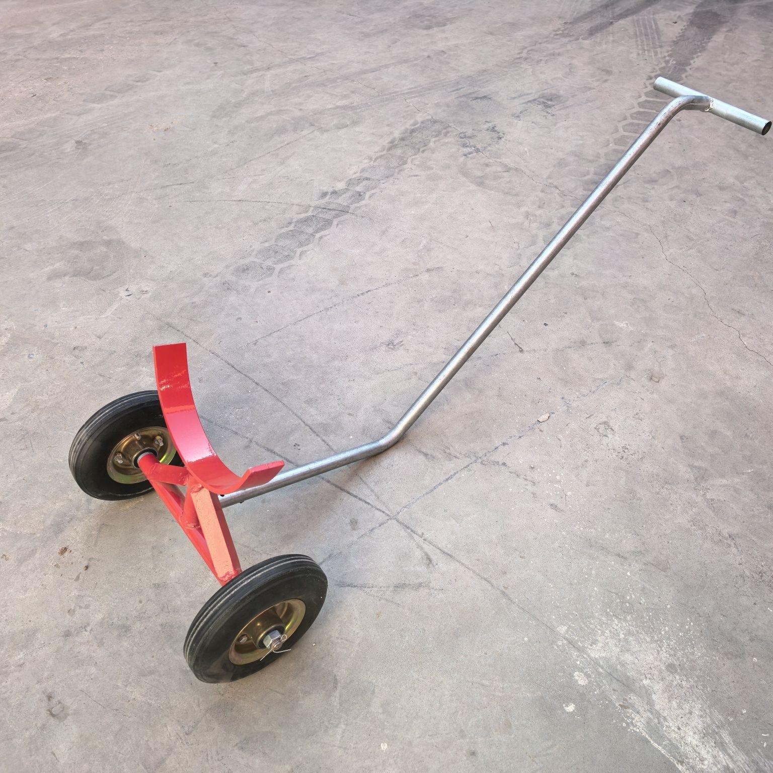 Heavy-Duty Firefighting Pipe Handling Cart: Four-Wheel Push-Pull Transport Trailer