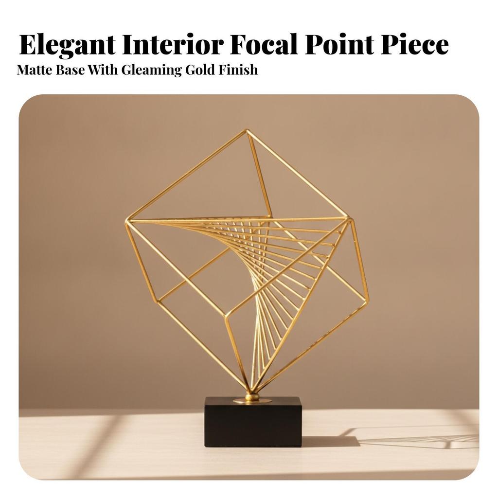 Wireframe Cube Ornament Decorative Shelf Decor Industrial for Office, Study