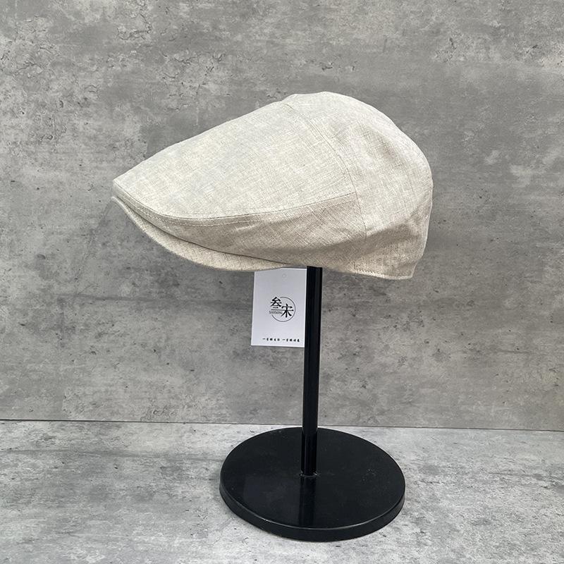 Erkekler İçin %100 Keten Yazlık Bere Vintage Hafif Nefes Alabilen Newsboy Şapkalar Adam Siyah Sanat Retro Sürücü Şapka