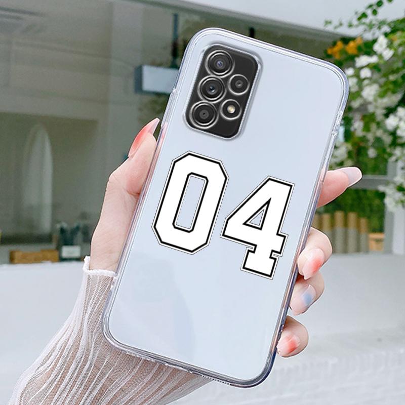 Fashion Black Number Football Case For Samsung A15 A13 A35 A55 A51 A71 A41 A31 A21S A05 A17 A23 A25 A33 A53 A73 5G A07 4G Cover