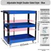 Adjustable 3-Tier Hand-Push Tool Cart for Auto Repair - Multi-Functional Mobile Workshop Storage.