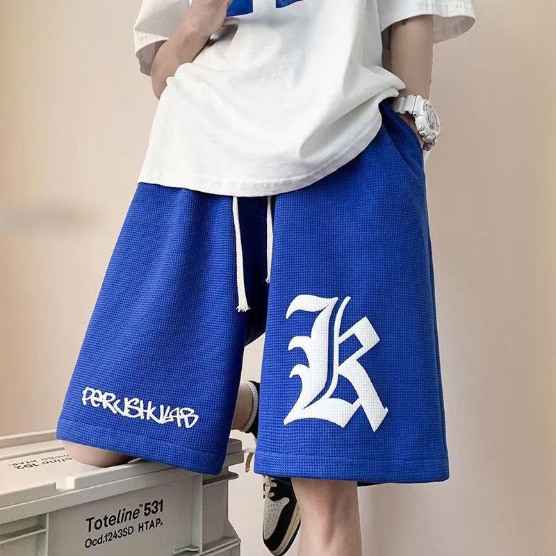 

Ретро шорты мужские летние повседневные свободные трендовые брюки с пятью точками универсальные прямые брюки в гонконгском стиле 5XL синий