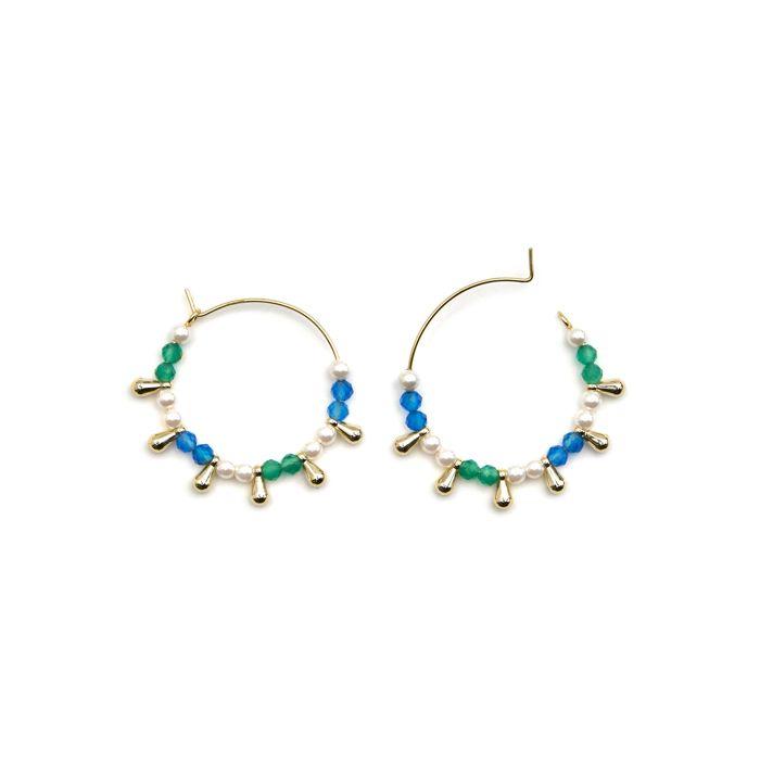 Boucles d'oreilles Luxenter en argent 925 et cristal bleu foncé finition or 18k - Dirad
