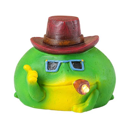 

Frog Figurine Funny Smoke Frog Solar Garden Light Resin Waterproof Collectible Animal Ornaments for Patio Balcony Yard Garden Decor