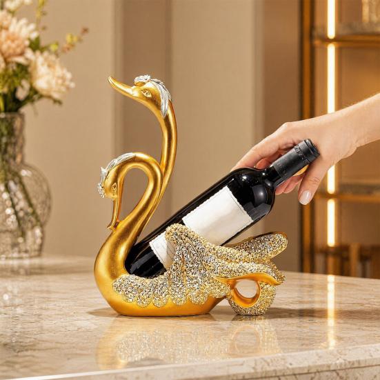 Schwan Weinflaschenhalter Harzkunst Weinregal für Tischplatte