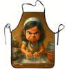 1pc Adjustable Halter Apron with Angry Dishwashing Girl Print - Sleeveless Bib Apron Suitable for Cooking, Cleaning, Dishwashing, Protective Waist Bib