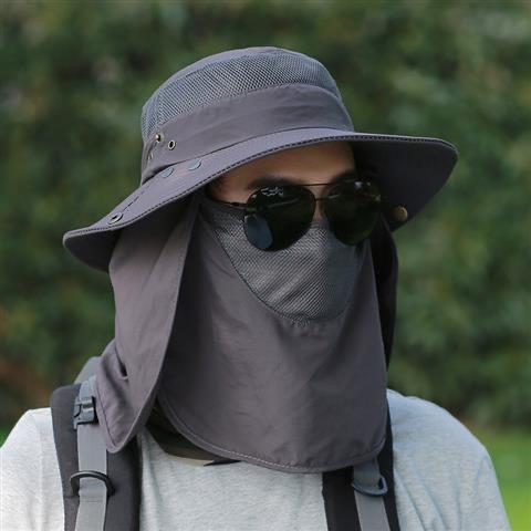 Summer Bucket Hat Sunscreen Mask Hat Integrated Sun Hat Face Cover Ultraviolet Outdoor Mining Work Site Tea Hat