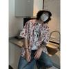 Men's Casual Beach Style Summer New American Retro Lazy Style Full Printed Flower Design Sense Half Sleeve Flower Shirt