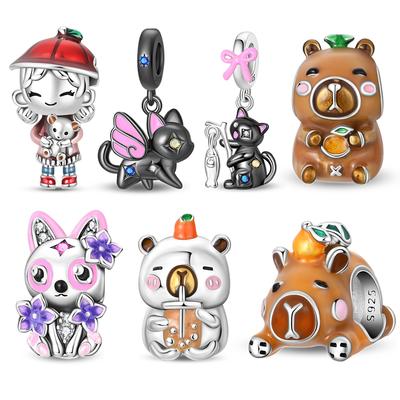 Pingentes de Cobre Servem em Pulseira Original de 3 mm para Mulheres Capivara Animais de Estimação Fofos Conjunto de Pingentes e Contas Joias Finas DIY Presentes