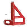 Aluminum Alloy Red Miter Triangle Ruler 45°/90° Woodworking Square Protractor - 3D Multi Angle Layout Measuring Tools