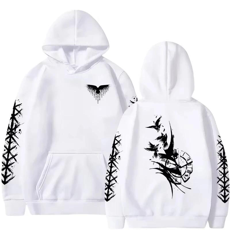 New Men's Autumn/Winter 2D Hoodie Sportswear Crow Ancient Clock Printed Adult Fashion Casual Sports Long Sleeve