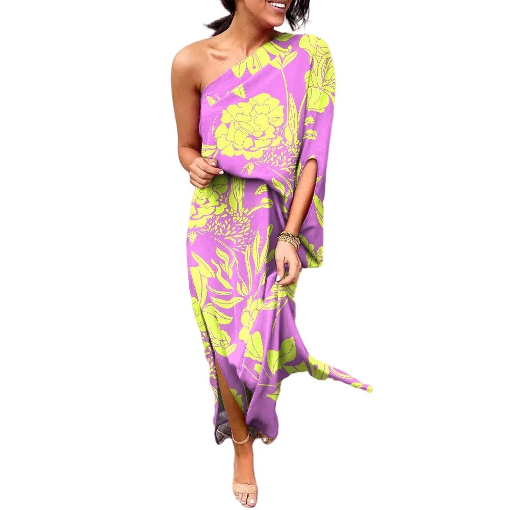 Women's Summer Off-Shoulder Loose Waist Printed Dress OM10090