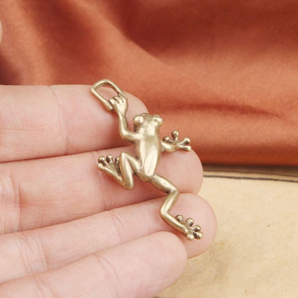 Solid Brass Simulation Insects Frog Miniatures Figurines DIY Leaping Frog Statue For Home Decor