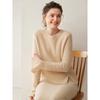 Women's Cashmere Round Neck Cable Knit Sweater - Thick, Loose Cuffs, Slit Design