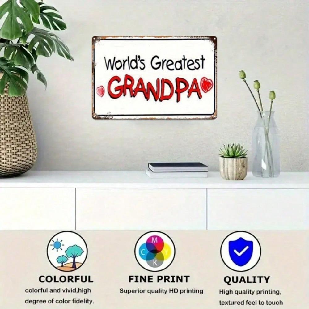 **Best Grandpa Metal Sign 8x12 Vintage Farmhouse Wall Art for Home Garden Bathroom Decor**