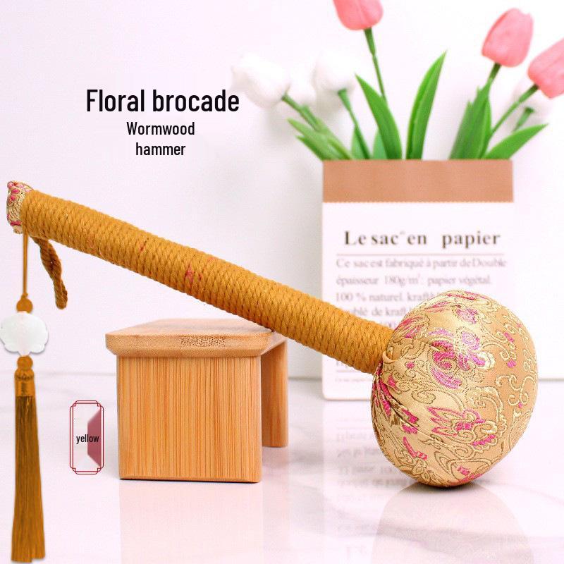 Year of the Horse Mugwort Meridian Massage Hammer - Solid Color Brocade Multifunctional Health Gift