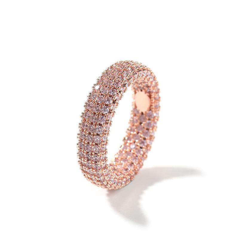 Antique copper ring with zircon full diamond setting - hip hop style, unique minimalist men's ring, trendy