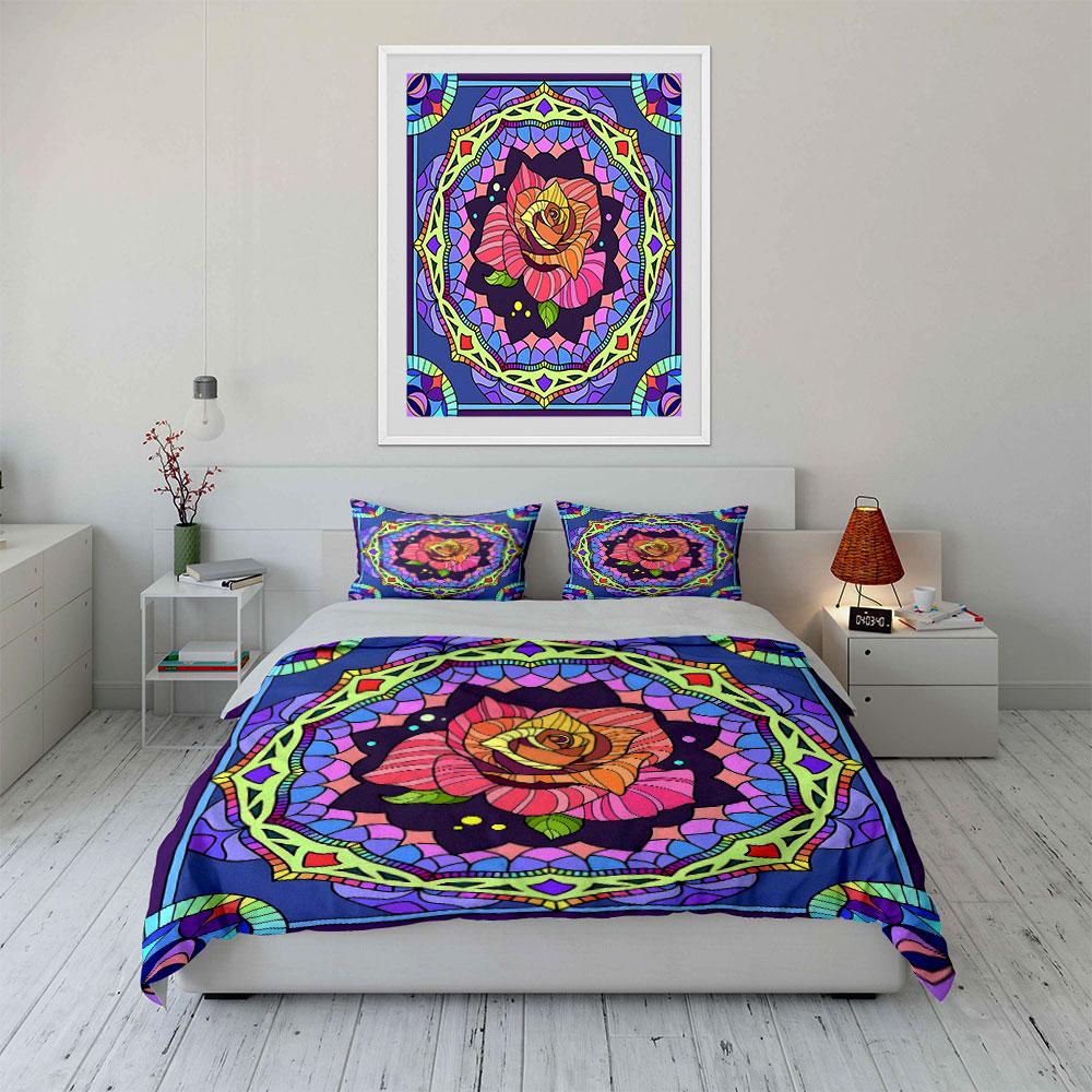 "Radiant Rose Mosaic Elegance" Bedding sets Duvet covers Pillowcases(1* Duvet Cover 2* Pillowcases without duvet insert)