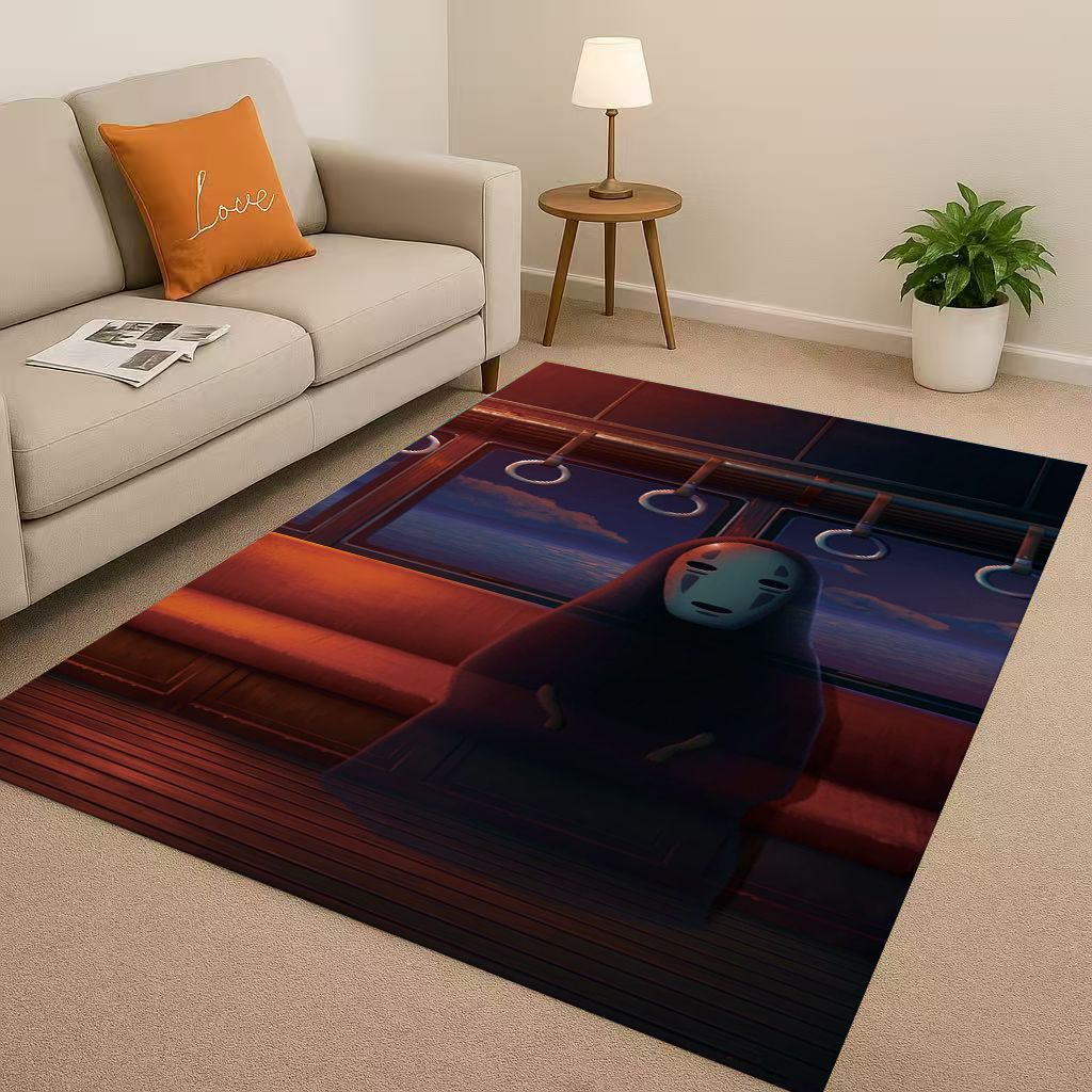 Classic Cartoon Spirited Away No Face Man Living Room Non-Slip Area Rug Soft Carpet for Bedroom Playroom Sofa,Home Decor Doormat