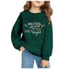 Felpa con cappuccio e stampa natalizia per bambina, manica lunga, pullover casual e comodo per le vacanze