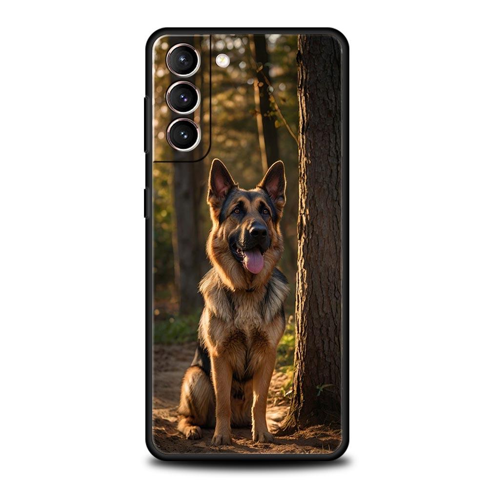 German Shepherd Dog Cartoon Soft Phone Case For Samsung Galaxy S25 Edge S24 Plus S23 FE S22 S21 S20 Ultra 5G S10 Protect Cover