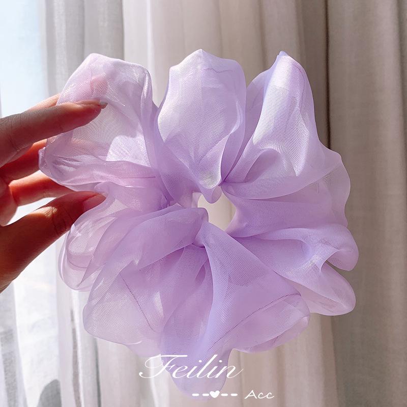 Organza Hair Tie for Women - Korean Style Rubber Band with Leather Case