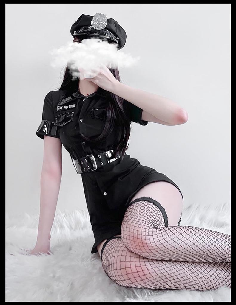 YNBINASI Sexy Police Officer Cosplay Costume for Halloween Set with Cute Perfect for and Cultural Festivals Size Women, Costume, 5-Piece Miniskirt,