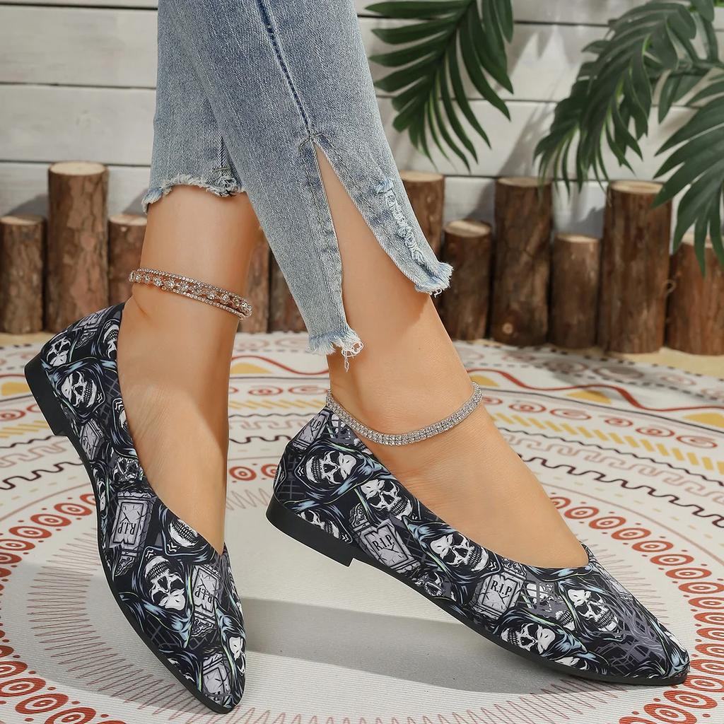 Fashion Women Soft Ballet Flats Shoes 2025 New Pointed Toe Women Flats Rhinestones Loafers Spring and Autumn Classic Flats Shoes Women