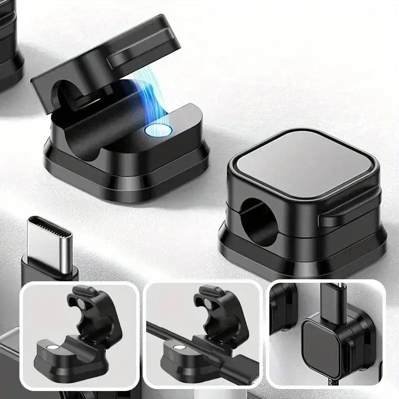 Magnetic Cable Clips:Adjustable Cord Holder for Under Desk Cable Management-Smooth Wire Keeper & Organizer Desk Organiser