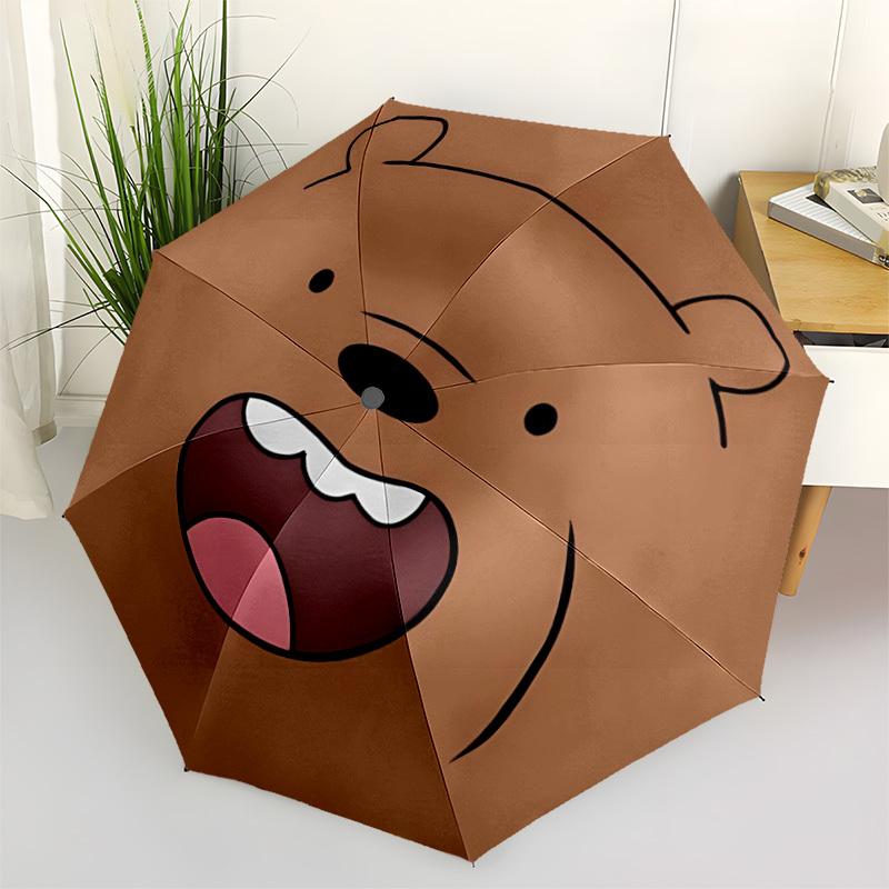 1pc We Bare Bears Automatic Open/close Folding Portable Umbrella with 8-Rib Structure for Women/Men, All-Season Use a0901069
