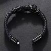 Punk Style Leather Braided Bracelets Unique Magnetic Hand Chain Gothic Skull Wristband  Anniversary