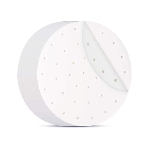Charming Decoration: Steaming Paper Sheets, Disposable Round Perforated Steaming Paper, Approx. 21cm Diameter, Pack of 120, for Chinese Steamers, Stea