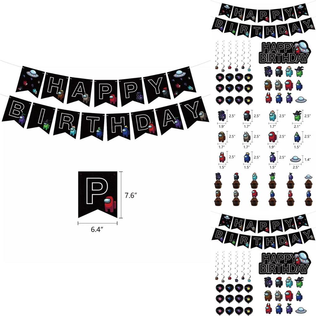 Us Among Party Supplies Decorations Set Cake Topper Latex Balloon Birthday Kids