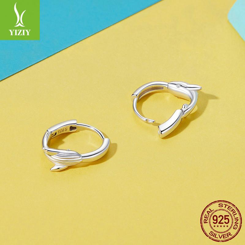 Boucle d'oreille Baleine Animale Femelle, Sens du Design Simple S925 Argent Sterling Boucles d'oreilles Bijoux d'oreille