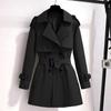 Petite Mid-Length Women's British-Style Trench Coat - Slimming Workwear for Spring & Autumn 2024
