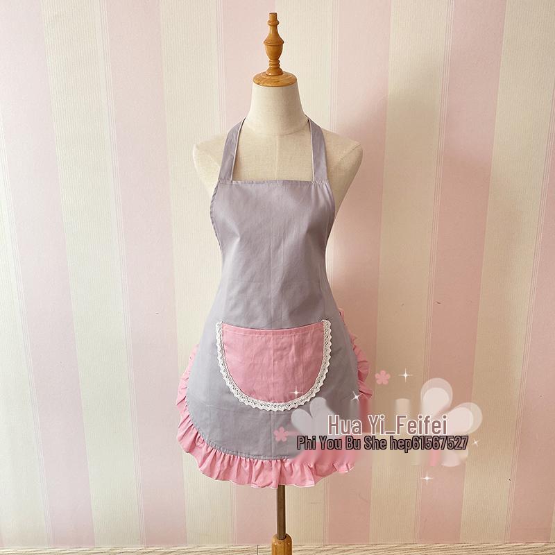 Korean Style Cotton Lace Apron - Cute, Sleeveless, Anti-Stain Kitchen Wear