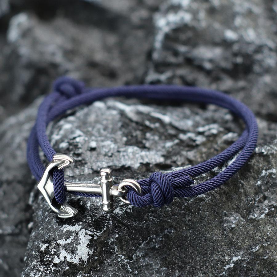 Marine Style Men Anchor Bracelet Handmade  Adjustable Nautical Wrap Braslet Unfading 3mm Thin String Braclet Homme Pulseria