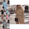 Premium Quality Autumn And Winter Mid Length High Collar Off Shoulder Sweater Dress Mini Dress For Effortless Style
