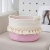 Stylish Cotton Rope Woven Storage Basket Contemporary Tassels Cotton Rope Basket Practical and Soft Storage Container