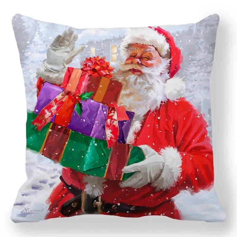Santa Claus Home Decor Gedruckt Kissen Fall 2024 Neue Jahr Weihnachten Schlafzimmer Wohnzimmer Sofa Dekoration Kissenbezug Kissen Abdeckung