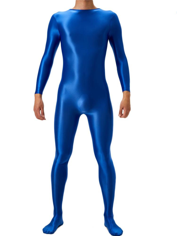Sexy Oil Glossy Shiny Yoga Shaping Bodysuit Elastic Breathable Tights Fitness Jumpsuit Sheer See Through Maid Leotard Dance Wear